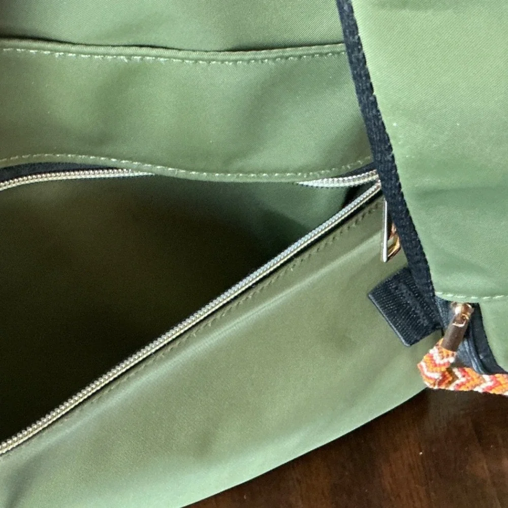 Modoker Laptop Backpack Quilted Olive Green USB Charging Port Large Professional
